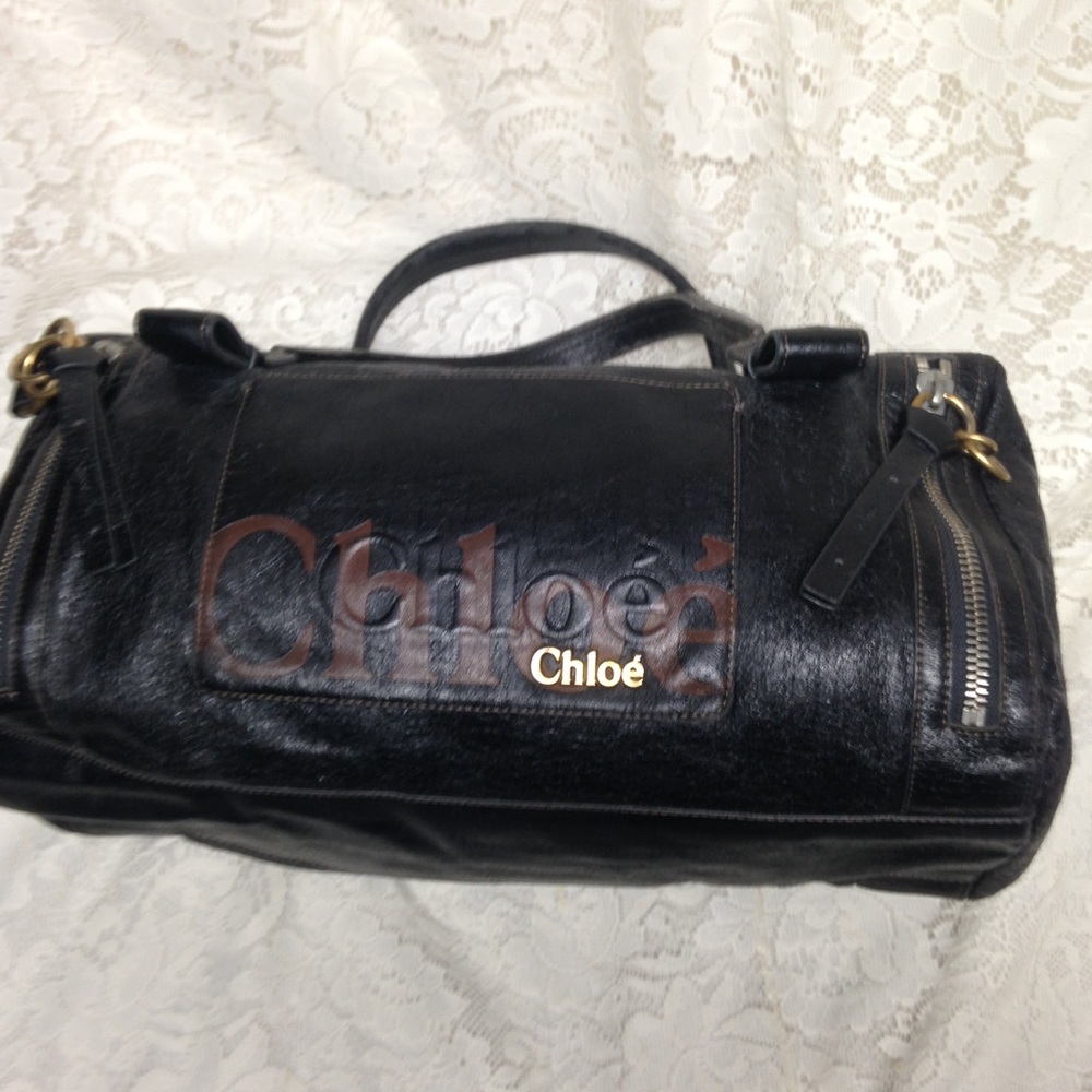 Chloe Black Distressed Leather Hand Bag - Picture 2 of 9